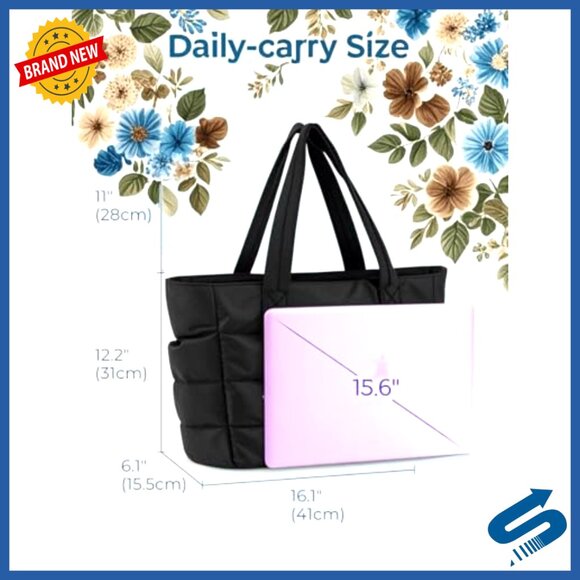 Lightweight Puffy Tote Bag with Multiple Compartments for Daily Use - Picture 4 of 7